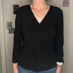 V-Neck Cross Tie Blouse Peplum